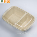 Disposable Bento Food 2 Compartment Paper Rectangle Tray